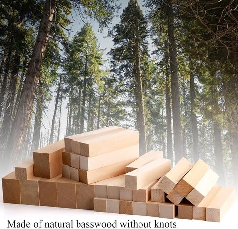 Tosnail 36 Pieces Basswood Carving Blocks, Wood Blocks, Unfinished Wooden Blocks for Beginner to Expert Carvers, Wood Whittling, Carving and Crafting in Saudi Arabia
