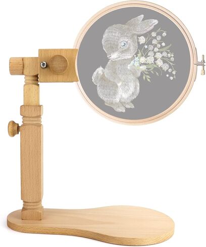 كيو وورك حامل تطريز من خشب الزان، حامل دوار قابل للتعديل للغرز المتقاطعة، حامل اطار تطريز بدون استخدام اليدين لمشاريع الخياطة الفنية in Kuwait