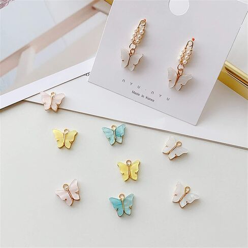 ANDPAI 30 Pieces Butterfly Charms Acrylic Butterfly 10 Colors Enamel Butterfly Pendants 14x11mm Sorted Butterfly Charms, Colorful Butterfly Charm Kit for Jewelry Making&Earrings&Bracelets Accessory in Saudi Arabia