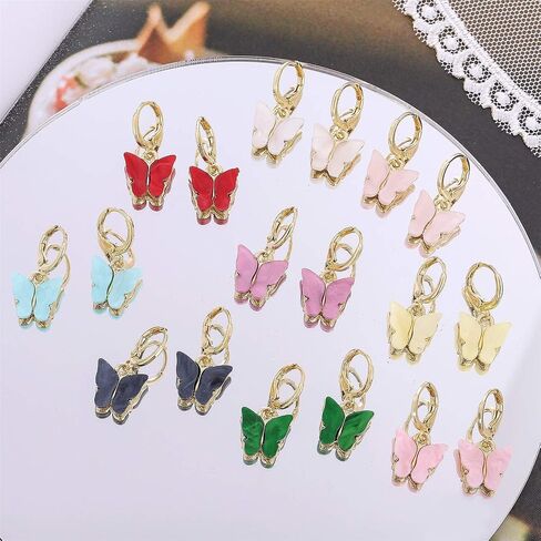 ANDPAI 30 Pieces Butterfly Charms Acrylic Butterfly 10 Colors Enamel Butterfly Pendants 14x11mm Sorted Butterfly Charms, Colorful Butterfly Charm Kit for Jewelry Making&Earrings&Bracelets Accessory in Saudi Arabia