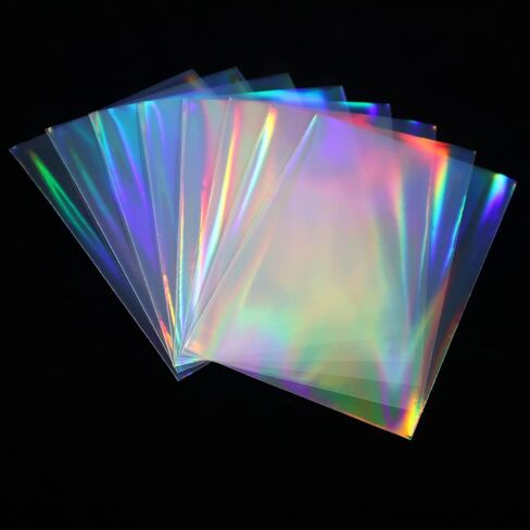 Black Lotus 100PCS Rainbow Foil Transparent Laser Clear Sleeves Idol Photo Cards Holographic Protector Trading Shield Cover (58x89mm) in Kuwait