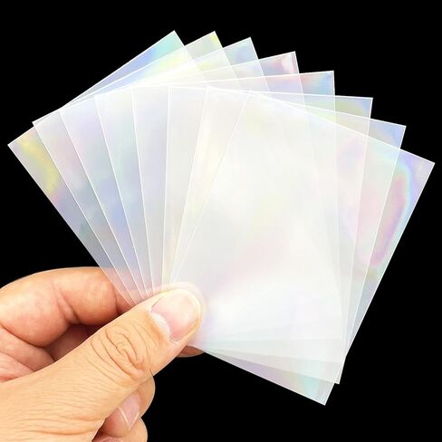 Black Lotus 100PCS Rainbow Foil Transparent Laser Clear Sleeves Idol Photo Cards Holographic Protector Trading Shield Cover (58x89mm) in Kuwait