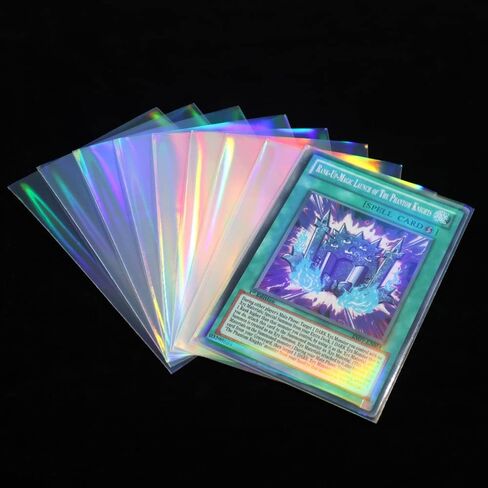 Black Lotus 100PCS Rainbow Foil Transparent Laser Clear Sleeves Idol Photo Cards Holographic Protector Trading Shield Cover (58x89mm) in Kuwait