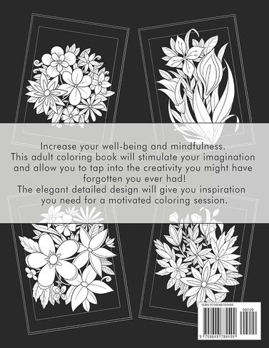 Adults Coloring Book - Stress-Relieving Flower Designs: Elegant Flower Patterns for Adult Coloring and Relaxation (Black Background) in Saudi Arabia