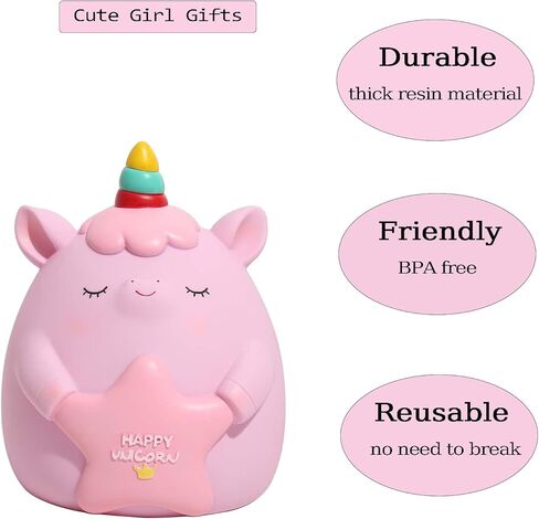 Cute Piggy Bank Girls Kids, Unicorns Gifts for Girls,Girl Toys for 5 6 7 8 9 10 Year Old, Girl Gifts on Birthday Christmas, Pink in Kuwait
