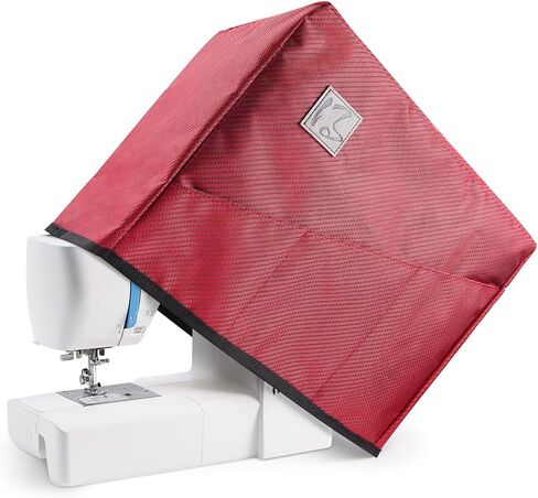 غطاء ماكينة الخياطة مع 4 جيوب تخزين، غطاء غبار لالة الخياطة عالمي لمعظم ماكينات سينجر اند براذر وبيرنينا القياسية (احمر), أحمر, ألوان زاهية in Kuwait