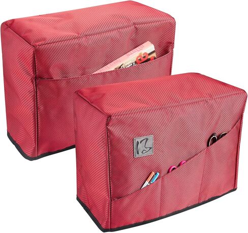 غطاء ماكينة الخياطة مع 4 جيوب تخزين، غطاء غبار لالة الخياطة عالمي لمعظم ماكينات سينجر اند براذر وبيرنينا القياسية (احمر), أحمر, ألوان زاهية in Kuwait