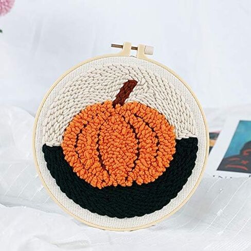 Punch Needle Embroidery kit DIY Pumpkin Cross Stitch Hoop Craft Kits Handcraft Embroidery (XMD-PD-65) in Saudi Arabia