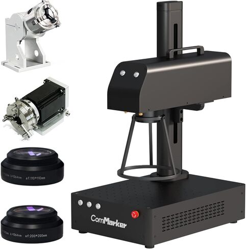 ComMarker B4 20W Fiber Laser Engraver، آلة النقش بالليزر المتوافقة مع LightBurn مع عدستين مختلفتين الحجم، 2 في 1 سطح المكتب وآلة وسم ألياف الليزر المحمولة للمجوهرات، الشظية، الذهب، البهلوانات in Kuwait