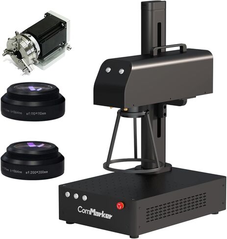 ComMarker B4 20W Fiber Laser Engraver، آلة النقش بالليزر المتوافقة مع LightBurn مع عدستين مختلفتين الحجم، 2 في 1 سطح المكتب وآلة وسم ألياف الليزر المحمولة للمجوهرات، الشظية، الذهب، البهلوانات in Kuwait
