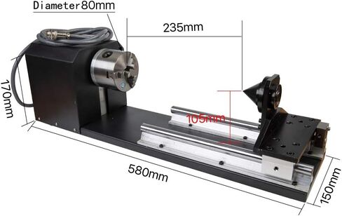 Cloudray Co2 Laser Rotary Attachment Rotary Axis 3 Axis CNC Laser Rotary Attachment with Nema 23 3-Phase Stepper Motor(Roller-3 Pin） in Kuwait