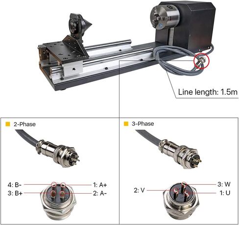 Cloudray Co2 Laser Rotary Attachment Rotary Axis 3 Axis CNC Laser Rotary Attachment with Nema 23 3-Phase Stepper Motor(Roller-3 Pin） in Kuwait