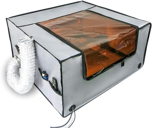 غطاء دخان نقش بالليزر مع فتحة تهوية، مقاوم للحريق، واقي للعين، مقاس 25 * 25 * 13 بوصة، يزيل هواء الدخان ذو الرائحة الكريهة. لآلات القطع بالليزر ذات الحجم المشترك. in Kuwait