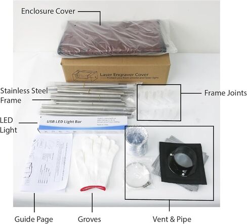 غطاء دخان نقش بالليزر مع فتحة تهوية، مقاوم للحريق، واقي للعين، مقاس 25 * 25 * 13 بوصة، يزيل هواء الدخان ذو الرائحة الكريهة. لآلات القطع بالليزر ذات الحجم المشترك. in Kuwait