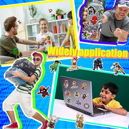 Superhero Stickers for Water Bottles Waterproof,100pcs Laptop Stickers for Boys Kids Teens Adults,Vinyl Bumper Stickers for Skateboard Luggage Guitar Motor Bike Car Decal Cool Party Favors in Kuwait