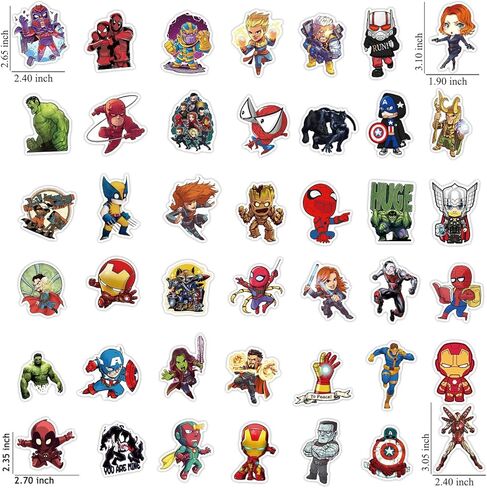 Superhero Stickers for Water Bottles Waterproof,100pcs Laptop Stickers for Boys Kids Teens Adults,Vinyl Bumper Stickers for Skateboard Luggage Guitar Motor Bike Car Decal Cool Party Favors in Kuwait