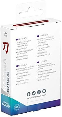 Ultimate Guard أكمام كاتانا حمراء غير لامعة مقاس ياباني 60 قيراط مقاس قياسي 100 قيراط أكمام بطاقات حزمة فردية in Kuwait