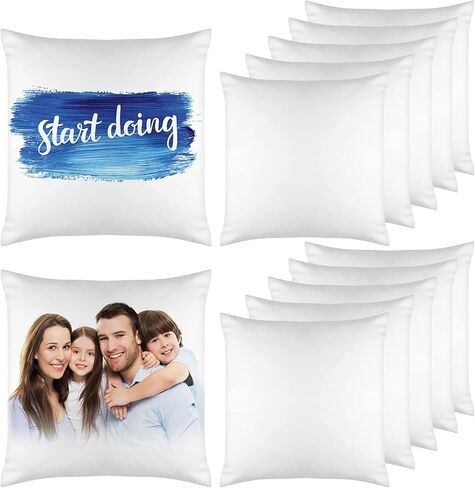 Sublimation Pillow Cases White Sublimation Blank Pillow Covers Heat Transfer Polyester Peach Skin Pillow Covers with Invisible Zippers for DIY Printing Sofa Decor (12 Pieces,15.7 x 15.7 Inches) in Saudi Arabia