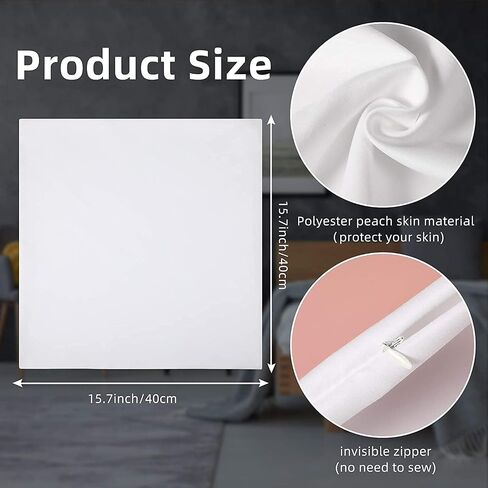Sublimation Pillow Cases White Sublimation Blank Pillow Covers Heat Transfer Polyester Peach Skin Pillow Covers with Invisible Zippers for DIY Printing Sofa Decor (12 Pieces,15.7 x 15.7 Inches) in Saudi Arabia