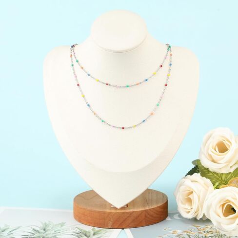 KYUNHOO Light Blue Beaded Chain Spool Gold Plated Jewelry Making Chain Necklace with Lobster Clasps and Jump Rings for Jewelry Crafts DIY Making Finding Supplies in Saudi Arabia