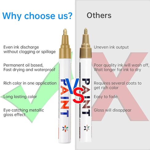 اقلام تلوين على تقريبا اي شيء لا تتلاشى ابدا سريعة الجفاف ودائمة اتوم تيك ارت بالوان زاهية وزاهية ومتنوعة بالوان زيتية، مجموعة اقلام طلاء ذات راس رفيع بقوة تغطية قوية [12 لون] in Kuwait