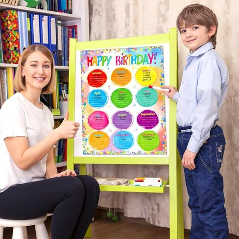 Omlisca Watercolor Birthday Poster 2 Pack Happy Birthday Chart for Classroom Decorations Birthday Calendar Poster Bulletin Board Chalkboards Wall Decorations Back To School Teacher Supplies 17" X 22" in Saudi Arabia