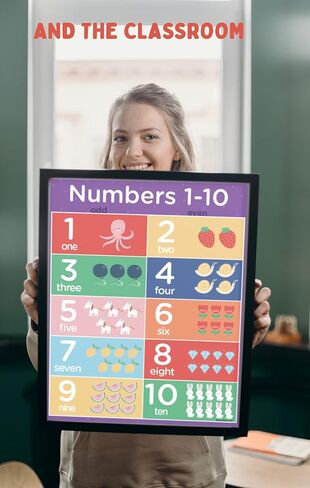 8 ملصقات ABC تعليمية للأطفال الصغار، مقاس 13 × 17 بوصة - ملصقات لمرحلة ما قبل المدرسة وملصقات رياض الأطفال للفصل الدراسي. ملصقات تعليمية لأيام الأسبوع الكبيرة، ملصقات تعليمية للأطفال الصغار مصنوعة في الولايات المتحدة الأمريكية. in Kuwait