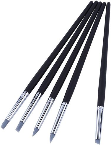 5pcs Clay Color Shaping Modeling Flexible Silicone Wax Clay Sculpting Carving Pottery Making Tool Pen with Black Wood Handles in Saudi Arabia