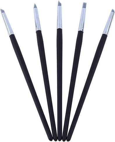 5pcs Clay Color Shaping Modeling Flexible Silicone Wax Clay Sculpting Carving Pottery Making Tool Pen with Black Wood Handles in Saudi Arabia