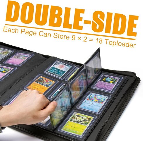 مجلد Toploader، يحمل 360 أداة تحميل علوية، ألبوم تخزين 9 جيوب لبطاقة صلبة مقاس 3 × 4 بوصة، حامل محمل علوي 35pt مع 20 أكمام مزدوجة الجوانب بدون حلقات، كتاب مجموعة سحاب للبطاقات الرياضية الممتازة (أسود) in Kuwait