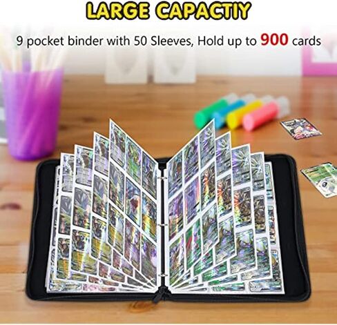 حافظة بطاقات تحتوي على 9 جيوب، تناسب 900 بطاقة مع 50 أكمام قابلة للإزالة، حافظة بطاقات تجارية بأكمام، حافظة بطاقات بيسبول، حافظة بطاقات رياضية، ألبومات بطاقات تجارية قابلة للتجميع in Kuwait