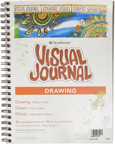 Strathmore 460-9 Spiral Binding Acid-Free Heavy Weight High Performing Drawing Visual Journal Pad, 42 Sheets, 100 lb., 9" x 12" Size in Saudi Arabia