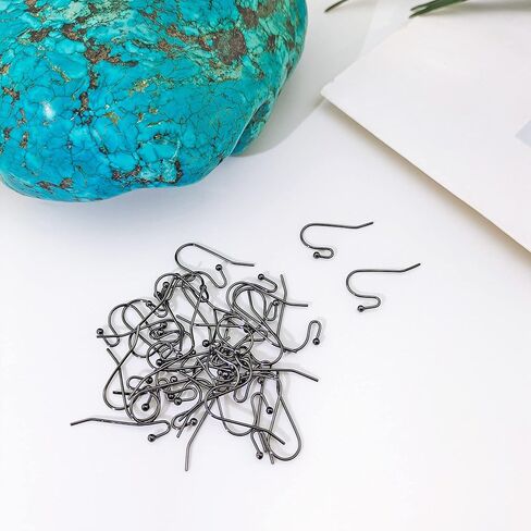 100 Pairs Gun Black Color Earwires Ball Dot French Earring Hooks/Dangle Earring Findings Jewelry Making DIY (EH-1006-G1) in Kuwait