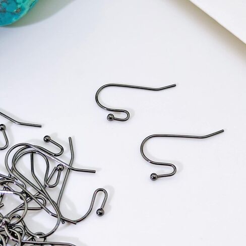 100 Pairs Gun Black Color Earwires Ball Dot French Earring Hooks/Dangle Earring Findings Jewelry Making DIY (EH-1006-G1) in Kuwait
