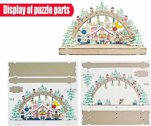 3D عيد الميلاد لغز منازل القرية الخشبية بانوراما ألعاب الكبار مزرعة منزل مجموعات نموذج مدينة احتفالية هدية عيد الميلاد الشتاء الجدول زينة ثلج سانتا in Kuwait