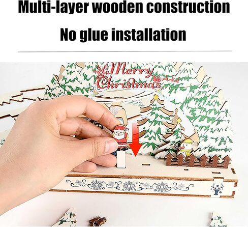 3D عيد الميلاد لغز منازل القرية الخشبية بانوراما ألعاب الكبار مزرعة منزل مجموعات نموذج مدينة احتفالية هدية عيد الميلاد الشتاء الجدول زينة ثلج سانتا in Kuwait