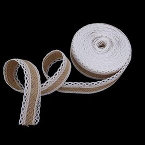 Bigbig_top 10 Yards Long 1 Inch Wide Natural Burlap Ribbon with Lace Ribbon - Idea Craft for Wedding Decor, Party Decor, Interior Decoration in Saudi Arabia