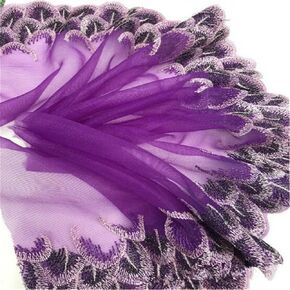 3 Yards Peacock Feather Embroidery Lace Multiple Colors Tulle Trim Fabric for Sewing Wedding Dress (Black Gold)