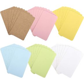 100pcs 3.54"x2" Blank Kraft Paper Business Card, Words Message Notes paper Tags, Mini Craft Cardboard Festival gifts - 6 colors