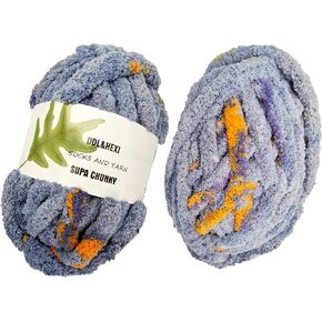 DDL&HEXI Super Chunky Chenille Yarn for Arm Knitting,Blanket Making Kit,Jumbo Knitting Yarn 250g per Bag (500G/17.6OZ/55YARDS, 002)