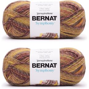 Bernat Symphony Autumn Maple Yarn - 2 Pack of 225g/8oz - Wool Blend - 5 Bulky - 309 Yards - Knitting/Crochet