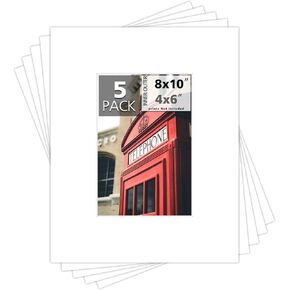 MBC Mat Board Center, Pack of 25, 5x7 for 4x6 Mixed Color Photo Picture Mats - Acid Free, 4-ply Thickness, White Core - for Pictures, Photos, Framing