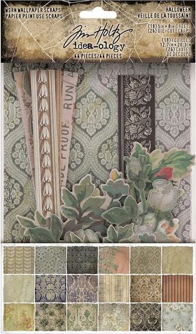 Tim Holtz 2021 Halloween Idea-Ology, Worn Wallpaper Scraps, 94147, silver in Saudi Arabia
