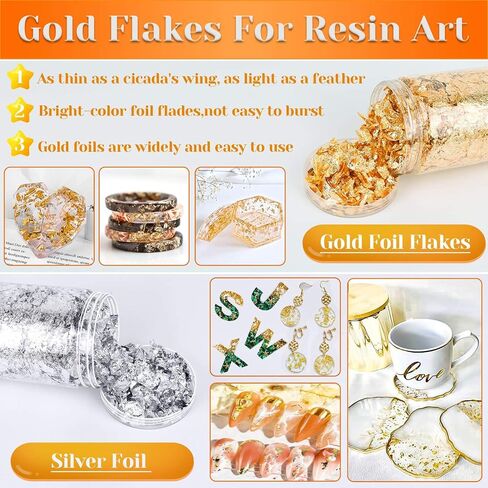 Resin Coaster Molds, Shynek Resin Molds Set with 6Pcs Geode Coaster Mold 1Pcs Silicone Resin Tray Molds Gold Foils Flakes Epoxy Resin Molds for Resin Casting in Saudi Arabia