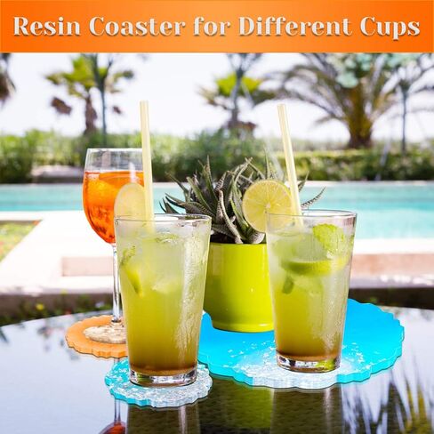 Resin Coaster Molds, Shynek Resin Molds Set with 6Pcs Geode Coaster Mold 1Pcs Silicone Resin Tray Molds Gold Foils Flakes Epoxy Resin Molds for Resin Casting in Saudi Arabia