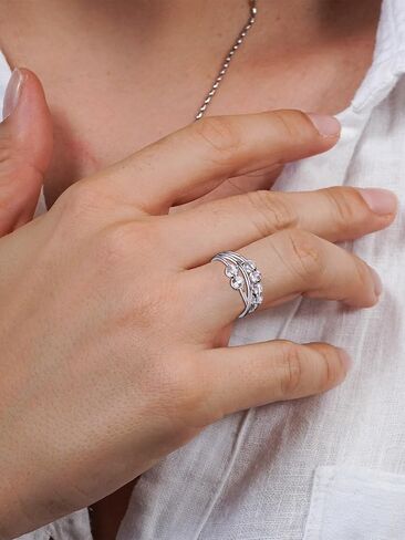 Supcare القلق الدائري للنساء التراص الدائري تململ مجوهرات قابل للتعديل خواتم الإبهام مع الخرز الدوار تململ الدائري المرأة مجوهرات الفضة الاسترليني in Kuwait