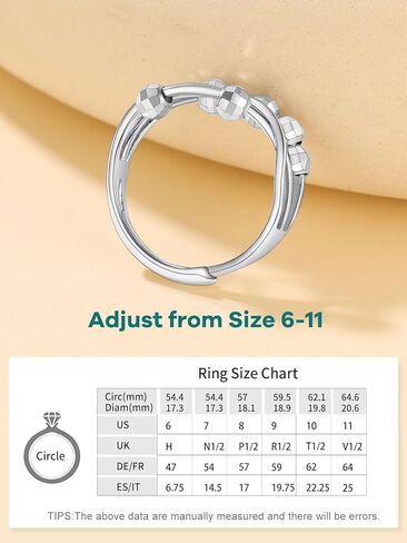 Supcare القلق الدائري للنساء التراص الدائري تململ مجوهرات قابل للتعديل خواتم الإبهام مع الخرز الدوار تململ الدائري المرأة مجوهرات الفضة الاسترليني in Kuwait