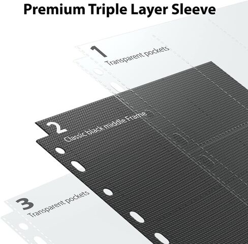 حافظة بسحاب ممتازة من Rayvol - 9 جيوب تناسب 720 بطاقة تداول مع 40 أكمام سوداء فاخرة، مجلد ألبوم بطاقات التحميل العلوي لـ TCG in Kuwait