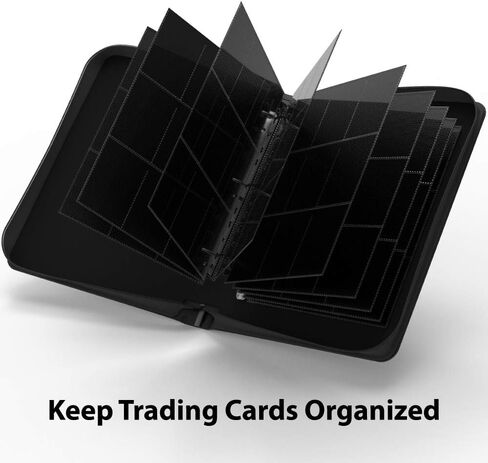 حافظة بسحاب ممتازة من Rayvol - 9 جيوب تناسب 720 بطاقة تداول مع 40 أكمام سوداء فاخرة، مجلد ألبوم بطاقات التحميل العلوي لـ TCG in Kuwait
