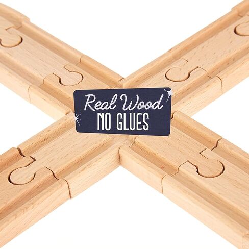 مجموعة السكك الحديدية الشكل 8، 28 قطعة - مجموعة مسارات قطار خشبية مع سيارات القطارات وقطع المدينة والأشخاص والمسارات - متوافقة مع قطارات الألعاب الخشبية الرئيسية - الألعاب والألعاب والهوايات والأنشطة لمتعة العائلة in Kuwait